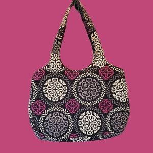 🍀Vera Bradley Black and Fuchsia Shoulder Bag